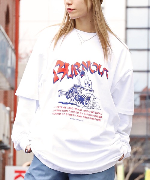 JUNGLES（ジャングルス）の「JUNGLES/ジャングルス  Burnout S/S Tee 半袖Tシャツ フロントロゴ グラフィックプリント オーバーサイズ（Tシャツ/カットソー・メンズ・ホワイト/グリーン・L/M/XL）」の8枚目の写真