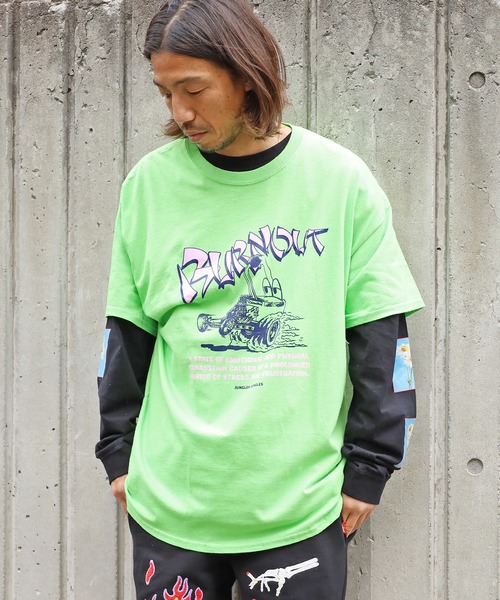 JUNGLES（ジャングルス）の「JUNGLES/ジャングルス  Burnout S/S Tee 半袖Tシャツ フロントロゴ グラフィックプリント オーバーサイズ（Tシャツ/カットソー・メンズ・ホワイト/グリーン・L/M/XL）」の9枚目の写真
