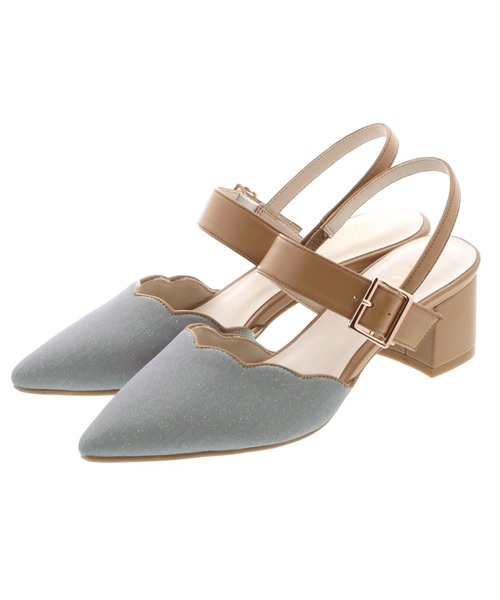 JELLY BEANS（ジェリービーンズ）の「スカラップバックバンドミュールパンプス(204-6743)JELLY BEANS(ジェリービーンズ)（パンプス・レディース・ブラック/グリーン/アイボリー・23/24/22.5/24.5/23.5）」の3枚目の写真