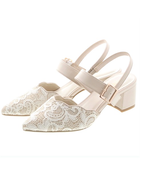 JELLY BEANS（ジェリービーンズ）の「スカラップバックバンドミュールパンプス(204-6743)JELLY BEANS(ジェリービーンズ)（パンプス・レディース・ブラック/グリーン/アイボリー・23/24/22.5/24.5/23.5）」の2枚目の写真