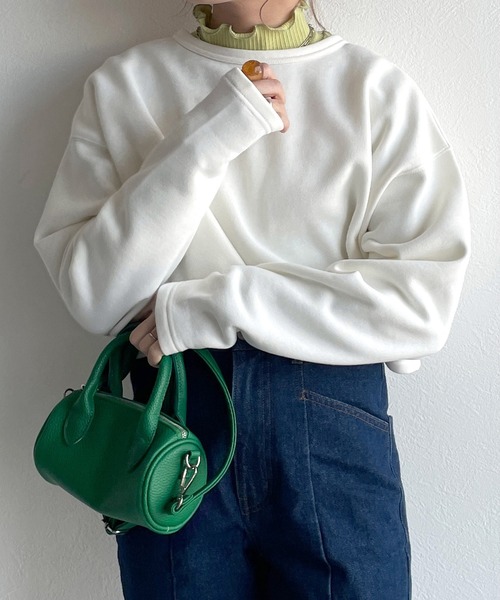 w closet（ダブルクローゼット）の「スウェットクルーネックカーディガン（カーディガン/ボレロ・レディース・ライム/グリーン/アイボリー/スミクロ/オレンジ系・FREE）」の6枚目の写真