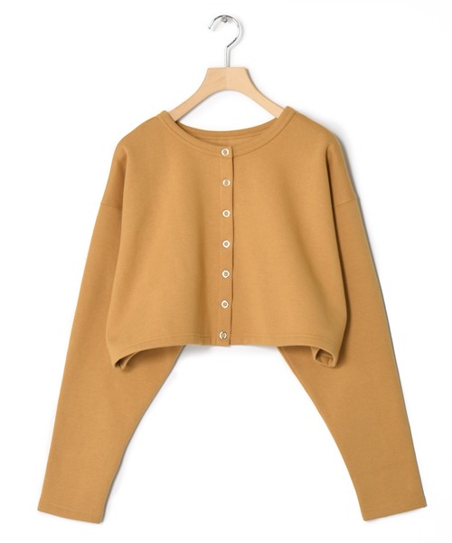 w closet（ダブルクローゼット）の「スウェットクルーネックカーディガン（カーディガン/ボレロ・レディース・ライム/グリーン/アイボリー/スミクロ/オレンジ系・FREE）」の10枚目の写真