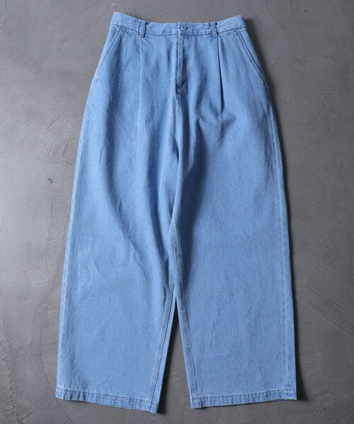 FREAK'S STORE（フリークスストア）の「WEB限定 タックワイドストレートシルエット ワークパンツ/TCツイル/デニム/チノパンツ（チノパンツ・メンズ・ライトインディゴブルー/ベージュ/ダークインディゴブルー/ブラック/オフホワイト/オリーブ・LARGE/SMALL/MEDIUM）」の17枚目の写真