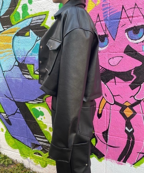XU（エックスユー）の「【XU/エックスユー】french leather crop jacket/クロップド レザージャケット クロップ レザー レザーシャツ（その他アウター・メンズ・ブラック・ONE SIZE）」の10枚目の写真