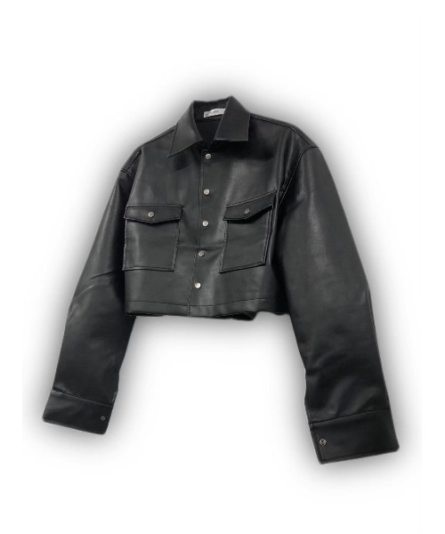 XU（エックスユー）の「【XU/エックスユー】french leather crop jacket/クロップド レザージャケット クロップ レザー レザーシャツ（その他アウター・メンズ・ブラック・ONE SIZE）」の3枚目の写真