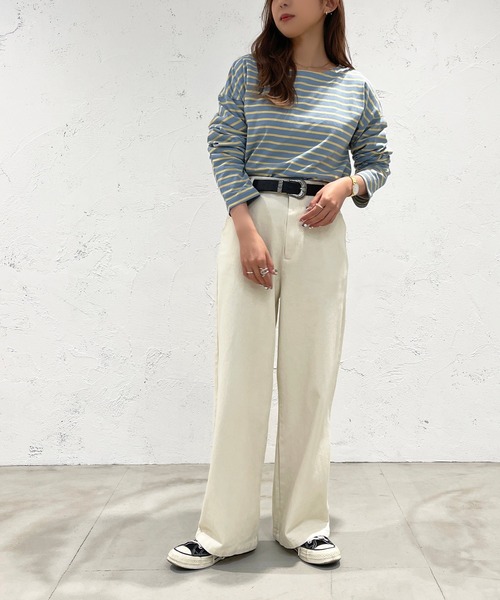 apres jour mignon(アプレジュールミニョン)の「ボーダートップス【ZOZOTOWN限定アイテム】(Tシャツ/カットソー・レディース・ブルー系その他/パープル系その他/グリーン系その他/杢グレー/ピンク系その他/オフホワイト・フリー/X-LARGE)」の10枚目の写真