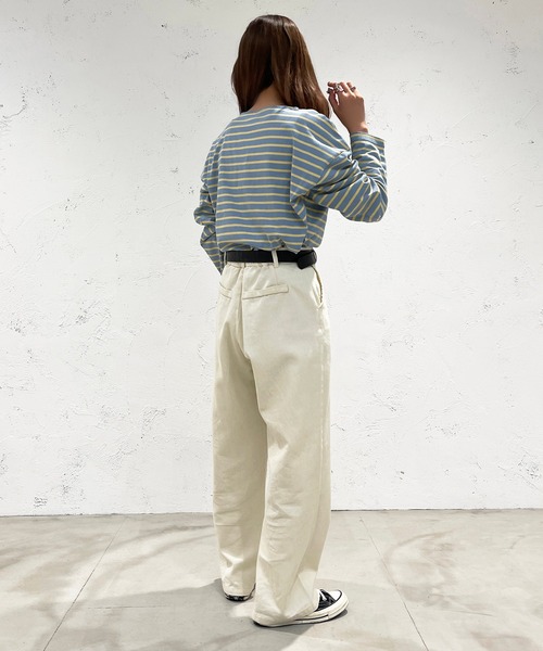apres jour mignon(アプレジュールミニョン)の「ボーダートップス【ZOZOTOWN限定アイテム】(Tシャツ/カットソー・レディース・ブルー系その他/パープル系その他/グリーン系その他/杢グレー/ピンク系その他/オフホワイト・フリー/X-LARGE)」の12枚目の写真