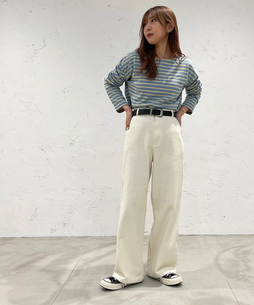 apres jour mignon(アプレジュールミニョン)の「ボーダートップス【ZOZOTOWN限定アイテム】(Tシャツ/カットソー・レディース・ブルー系その他/パープル系その他/グリーン系その他/杢グレー/ピンク系その他/オフホワイト・フリー/X-LARGE)」の11枚目の写真
