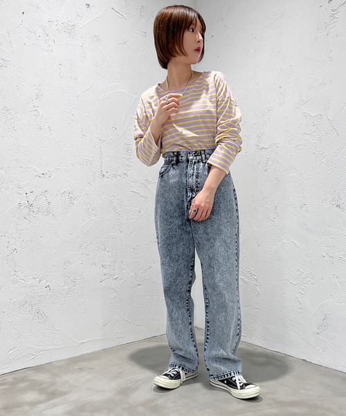 apres jour mignon(アプレジュールミニョン)の「ボーダートップス【ZOZOTOWN限定アイテム】(Tシャツ/カットソー・レディース・ブルー系その他/パープル系その他/グリーン系その他/杢グレー/ピンク系その他/オフホワイト・フリー/X-LARGE)」の15枚目の写真