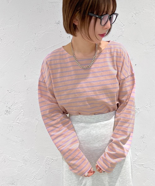 apres jour mignon(アプレジュールミニョン)の「ボーダートップス【ZOZOTOWN限定アイテム】(Tシャツ/カットソー・レディース・ブルー系その他/パープル系その他/グリーン系その他/杢グレー/ピンク系その他/オフホワイト・フリー/X-LARGE)」の19枚目の写真