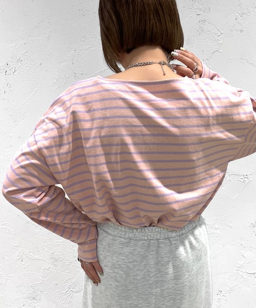 apres jour mignon(アプレジュールミニョン)の「ボーダートップス【ZOZOTOWN限定アイテム】(Tシャツ/カットソー・レディース・ブルー系その他/パープル系その他/グリーン系その他/杢グレー/ピンク系その他/オフホワイト・フリー/X-LARGE)」の20枚目の写真