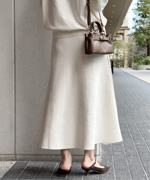 Spick & Span（スピックアンドスパン）の「ハイブリッドコットン ミラノリブ フレアスカート（スカート・レディース・ネイビー/ホワイト・FREE）」の7枚目の写真
