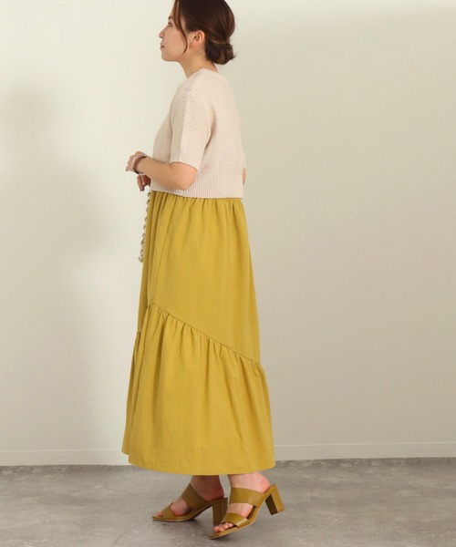 AULI（アウリィ）の「【低身長向けサイズ】ショート丈半袖ニットプルオーバー（ニット/セーター・レディース・オレンジ/グリーン/ライトベージュ・S）」の7枚目の写真