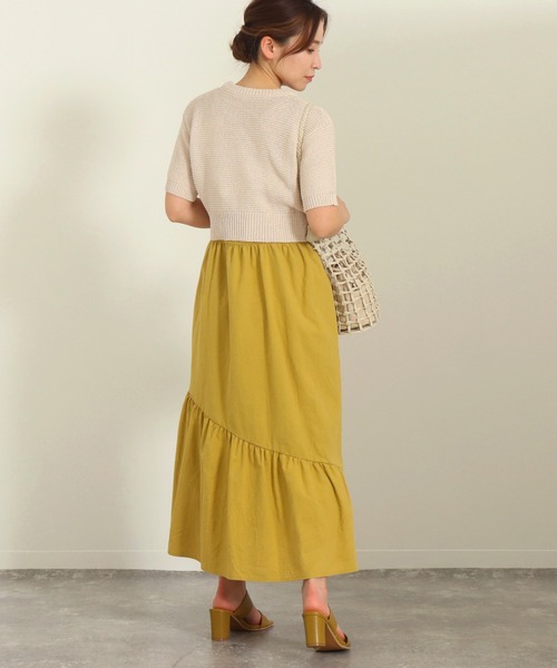 AULI（アウリィ）の「【低身長向けサイズ】ショート丈半袖ニットプルオーバー（ニット/セーター・レディース・オレンジ/グリーン/ライトベージュ・S）」の8枚目の写真