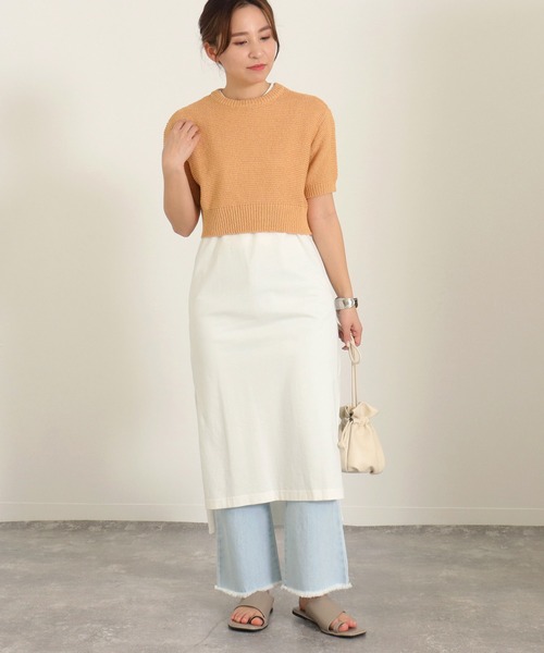 AULI（アウリィ）の「【低身長向けサイズ】ショート丈半袖ニットプルオーバー（ニット/セーター・レディース・オレンジ/グリーン/ライトベージュ・S）」の17枚目の写真