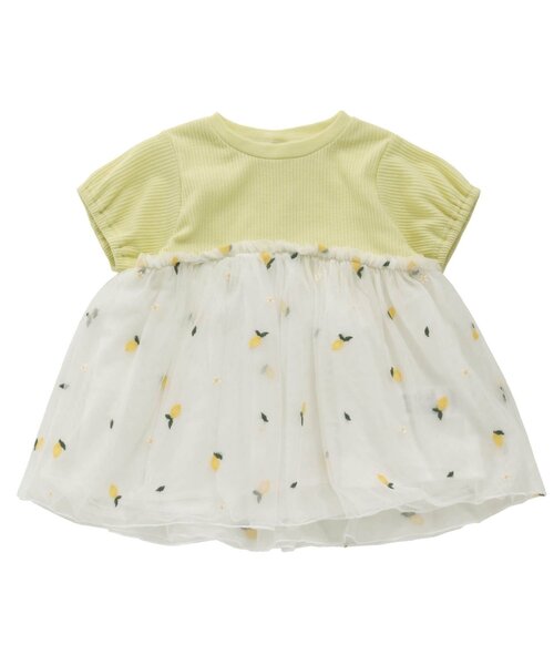 apres les cours（アプレレクール）の「WEB限定 レモンチュール切替チュニック（チュニック・キッズ・イエロー/サックスブルー・100/120/110/140/90/130/80）」の2枚目の写真