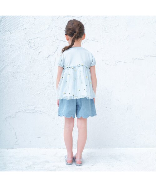 apres les cours（アプレレクール）の「WEB限定 レモンチュール切替チュニック（チュニック・キッズ・イエロー/サックスブルー・100/120/110/140/90/130/80）」の4枚目の写真