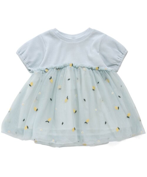 apres les cours（アプレレクール）の「WEB限定 レモンチュール切替チュニック（チュニック・キッズ・イエロー/サックスブルー・100/120/110/140/90/130/80）」の8枚目の写真