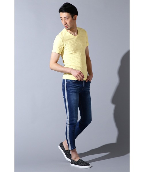 BLUE TORNADO（ブルートルネード）の「BLUE TORNADO∴リンクスジャガード半袖VネックTee（Tシャツ/カットソー・メンズ・ライトグリーン・M/L）」の4枚目の写真