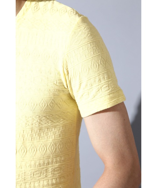 BLUE TORNADO（ブルートルネード）の「BLUE TORNADO∴リンクスジャガード半袖VネックTee（Tシャツ/カットソー・メンズ・ライトグリーン・M/L）」の8枚目の写真