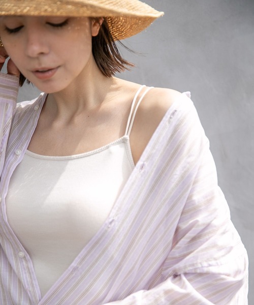 niko and...(ニコアンド)の「ルームDRY抗菌カップキャミソール(キャミソール・レディース・ホワイト×ブラック/ブラック/ブラウン/イエロー/アイボリー/グリーン/シャーベット/ライトイエロー/オレンジ・MEDIUM/LARGE)」の5枚目の写真