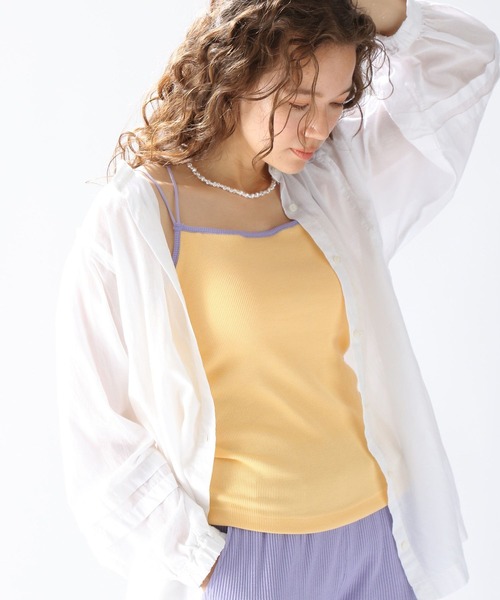 niko and...(ニコアンド)の「ルームDRY抗菌カップキャミソール(キャミソール・レディース・ホワイト×ブラック/ブラック/ブラウン/イエロー/アイボリー/グリーン/シャーベット/ライトイエロー/オレンジ・MEDIUM/LARGE)」の7枚目の写真