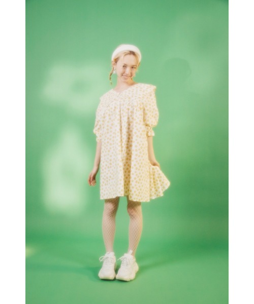 WC（ダブル シー）の「フラワーダブルカラーワンピース（ワンピース・レディース・ブラック/イエロー/グリーン・FREE）」の6枚目の写真