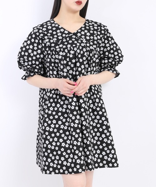 WC（ダブル シー）の「フラワーダブルカラーワンピース（ワンピース・レディース・ブラック/イエロー/グリーン・FREE）」の8枚目の写真