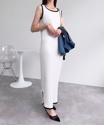 KOBE LETTUCE | ［ 岡部あゆみさんコラボ ］選べるネックとタイプ リブニットノースリーブワンピース(ワンピース)