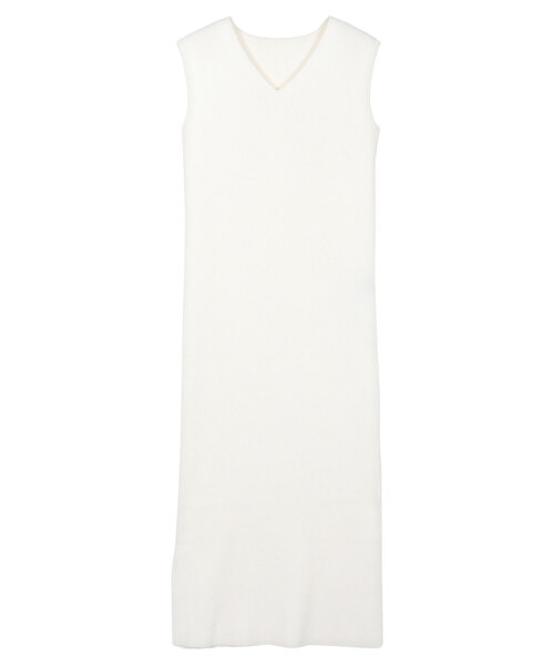 KOBE LETTUCE（コウベレタス）の「［ 岡部あゆみさんコラボ ］選べるネックとタイプ リブニットノースリーブワンピース（ワンピース・レディース・ホワイト系/ホワイト系1/ブラック系/ブラウン系/ネイビー系/ブラック/ネイビー/モカ/グレー系/ボルドー/ベージュ/ワイン系/ベージュ系/グレー系1/ブラック系1/グレー系3/ネイビー系1/グレー系5/ブルー系1/グレー系4/ピンク系1/ブラウン系1/ホワイト系その他/ホワイト系その他2/ピンク系2/ピンク系/ブルー系2/オフホワイト/ブルー系/オレンジ/ミント/グリーン系1/オレンジ系1/グリーン系2/オレンジ系2/ホワイト系その他5/ブラック系5/ホワイト系その他6/アイボリー系4/アイボリー系5/グレー系その他/ブラック系4/グレー系その他6/グリーン系その他6/アイボリー系/グリーン系その他5/アイボリー系1/グレー系その他5/グリーン系その他/グレー系その他2/グリーン系その他2/グレー系その他3/グレー系その他4/ホワイト系その他3/ホワイト系その他4/ブラック系3/ブラック系2/アイボリー系2/アイボリー系3/グリーン系その他4/グリーン系その他3/ブラック系6/ホワイト系2/ブラック系7/ホワイト×ブラック/ライトベージュ/ホワイト系5/ベージュ系3/ホワイト系3/グレー系7/ベージュ系1/アイボリー系7/ベージュ系2/ホワイト系6/グレー系6/ホワイト系4/アイボリー系6/ホワイト系7/ベージュ系4/ホワイト系8/ベージュ系5/ブルー系4/ライトブルー/ブルー系7/ブルー系6/ブルー系3/ブルー系5・1/2/3/A/B/#1/#2/Ⅰ/Ⅱ）」の6枚目の写真