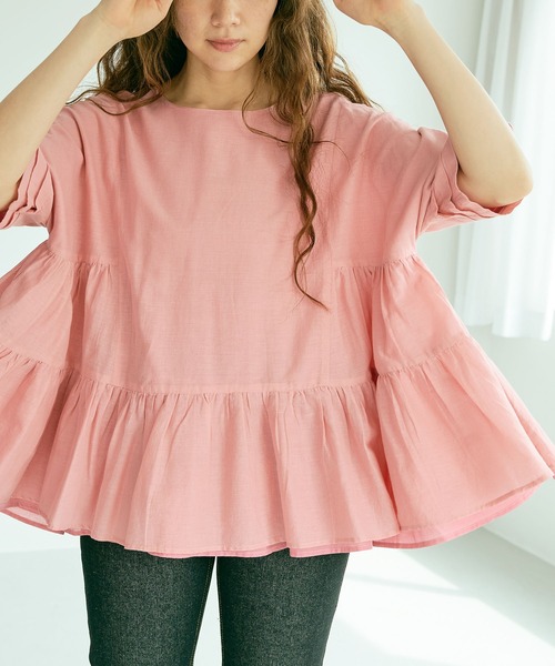 PUAL CE CIN（ピュアルセシン）の「インドコットンボイルブラウス（シャツ/ブラウス・レディース・ホワイト/ブラック/グリーン/ブルー/ピンク・FREE）」の5枚目の写真