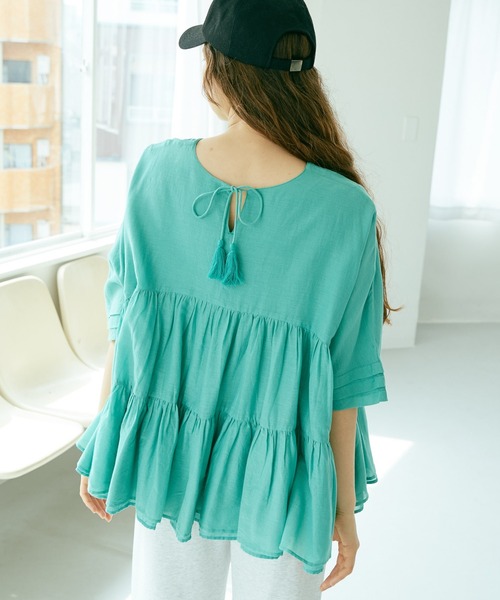 PUAL CE CIN（ピュアルセシン）の「インドコットンボイルブラウス（シャツ/ブラウス・レディース・ホワイト/ブラック/グリーン/ブルー/ピンク・FREE）」の3枚目の写真