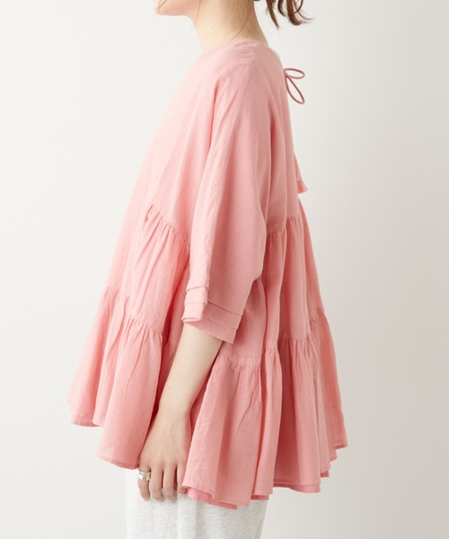 PUAL CE CIN（ピュアルセシン）の「インドコットンボイルブラウス（シャツ/ブラウス・レディース・ホワイト/ブラック/グリーン/ブルー/ピンク・FREE）」の21枚目の写真