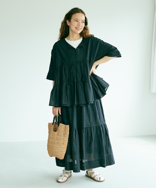 PUAL CE CIN（ピュアルセシン）の「インドコットンボイルブラウス（シャツ/ブラウス・レディース・ホワイト/ブラック/グリーン/ブルー/ピンク・FREE）」の13枚目の写真