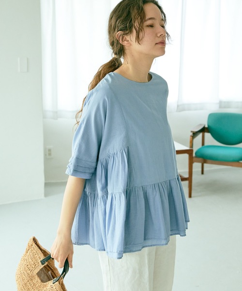 PUAL CE CIN（ピュアルセシン）の「インドコットンボイルブラウス（シャツ/ブラウス・レディース・ホワイト/ブラック/グリーン/ブルー/ピンク・FREE）」の16枚目の写真