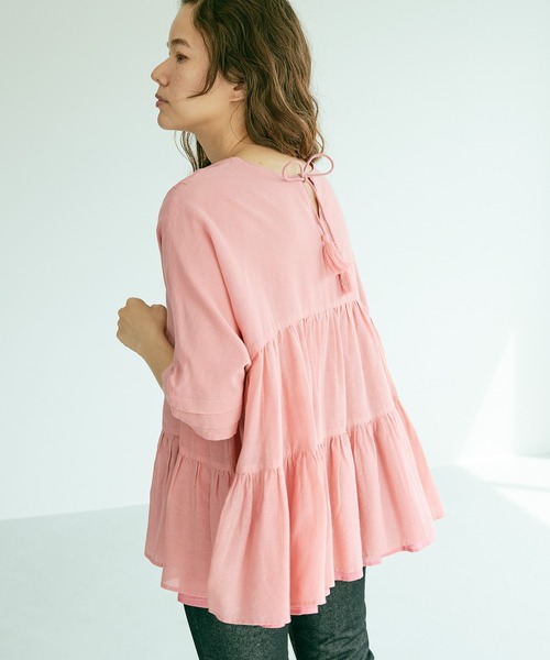 PUAL CE CIN（ピュアルセシン）の「インドコットンボイルブラウス（シャツ/ブラウス・レディース・ホワイト/ブラック/グリーン/ブルー/ピンク・FREE）」の15枚目の写真