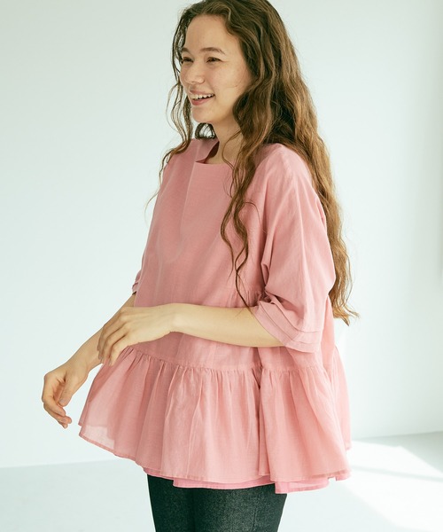 PUAL CE CIN（ピュアルセシン）の「インドコットンボイルブラウス（シャツ/ブラウス・レディース・ホワイト/ブラック/グリーン/ブルー/ピンク・FREE）」の10枚目の写真