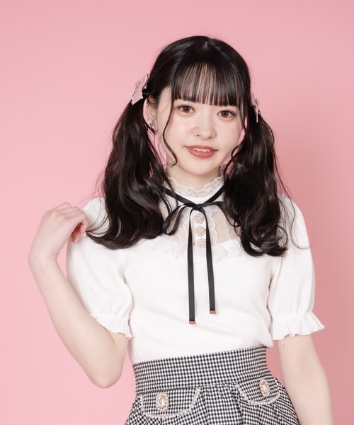 ROJITA（ロジータ）の「デコルテレーステレコTOPS（Tシャツ/カットソー・レディース・ホワイト/ブラック/ピンク/ミント・FREE）」の2枚目の写真