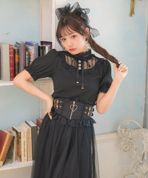 ROJITA（ロジータ）の「デコルテレーステレコTOPS（Tシャツ/カットソー・レディース・ホワイト/ブラック/ピンク/ミント・FREE）」の5枚目の写真