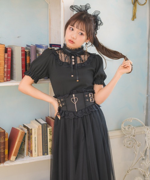 ROJITA（ロジータ）の「デコルテレーステレコTOPS（Tシャツ/カットソー・レディース・ホワイト/ブラック/ピンク/ミント・FREE）」の7枚目の写真