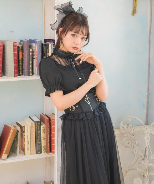 ROJITA（ロジータ）の「デコルテレーステレコTOPS（Tシャツ/カットソー・レディース・ホワイト/ブラック/ピンク/ミント・FREE）」の9枚目の写真