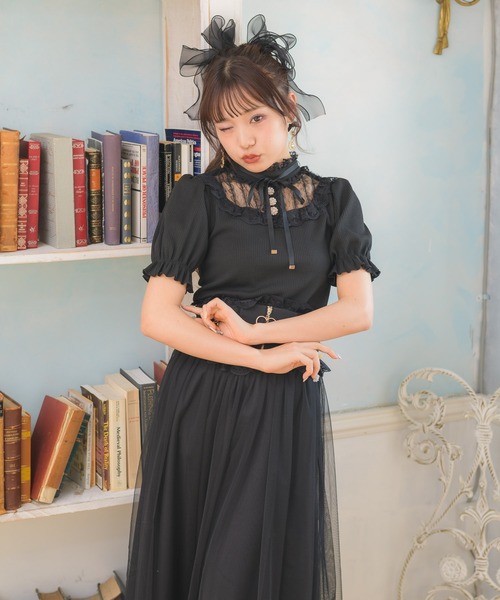 ROJITA（ロジータ）の「デコルテレーステレコTOPS（Tシャツ/カットソー・レディース・ホワイト/ブラック/ピンク/ミント・FREE）」の12枚目の写真