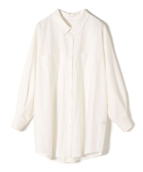 SHIPS(シップス)の「*〈手洗い可能〉レーヨンリネンルーズチュニックシャツ◆(シャツ/ブラウス・レディース・チャコールグレー/レッド/ライトグリーン/オフホワイト・ONE SIZE)」の5枚目の写真
