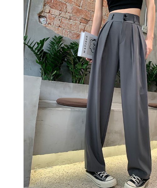 MANGROVE（マングローブ）の「ハイウエストタック入りスラックスパンツ