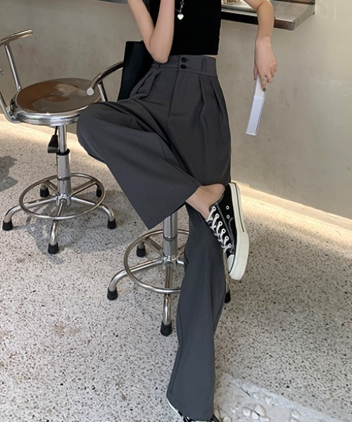 MANGROVE（マングローブ）の「ハイウエストタック入りスラックスパンツ（スラックス・レディース・ブラック/グレー・MEDIUM/LARGE）」の9枚目の写真