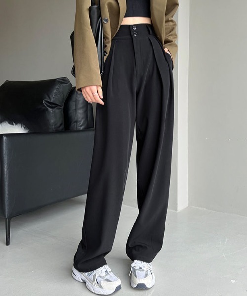 MANGROVE（マングローブ）の「ハイウエストタック入りスラックスパンツ（スラックス・レディース・ブラック/グレー・MEDIUM/LARGE）」の16枚目の写真