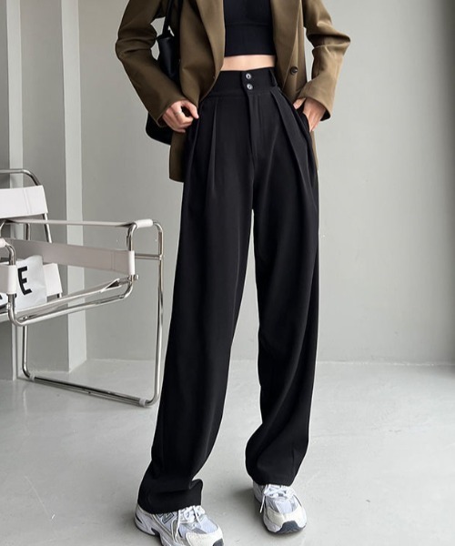 MANGROVE（マングローブ）の「ハイウエストタック入りスラックスパンツ（スラックス・レディース・ブラック/グレー・MEDIUM/LARGE）」の18枚目の写真