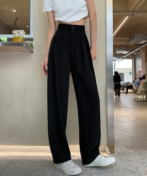 MANGROVE（マングローブ）の「ハイウエストタック入りスラックスパンツ（スラックス・レディース・ブラック/グレー・MEDIUM/LARGE）」の19枚目の写真