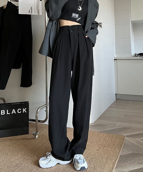 MANGROVE（マングローブ）の「ハイウエストタック入りスラックスパンツ（スラックス・レディース・ブラック/グレー・MEDIUM/LARGE）」の20枚目の写真