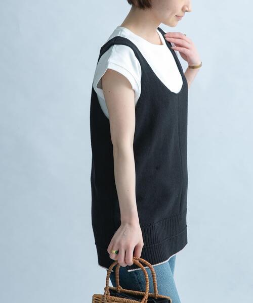 FORK&SPOON（フォークアンドスプーン）の「FORK&SPOON　リネン混ニットタンクトップ（タンクトップ・レディース・ベージュ/ブラック・1）」の12枚目の写真